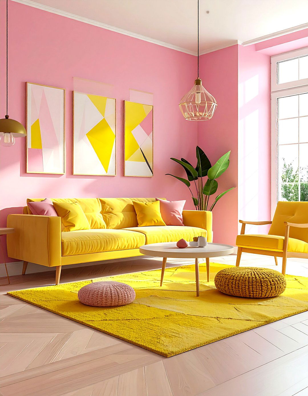 Yellow and pink living room - 30 yellow living room ideas