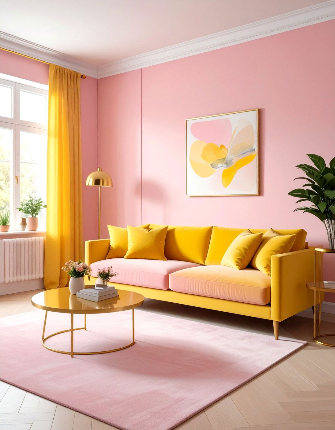 Yellow and pink living room - 30 bright yellow living room ideas