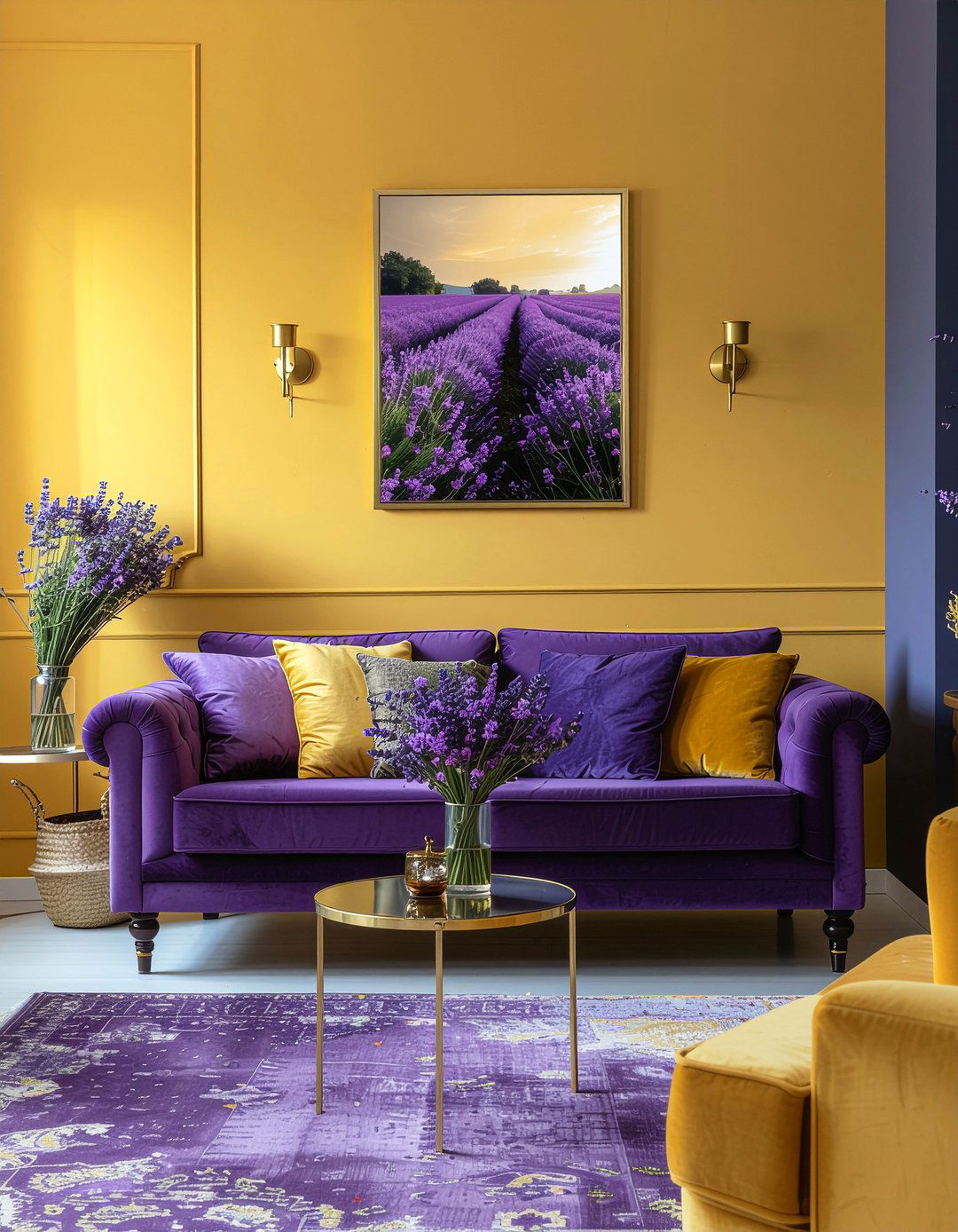 Yellow and purple living room - 30 living room yellow walls