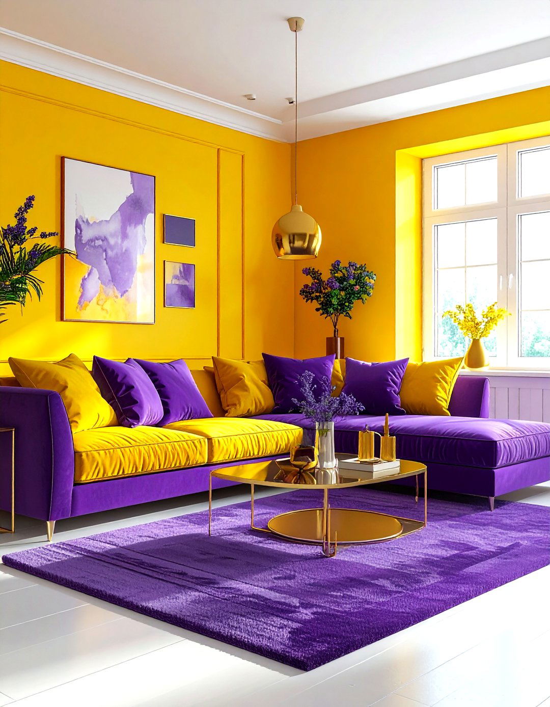 Yellow and purple living room - 30 yellow living room decor ideas