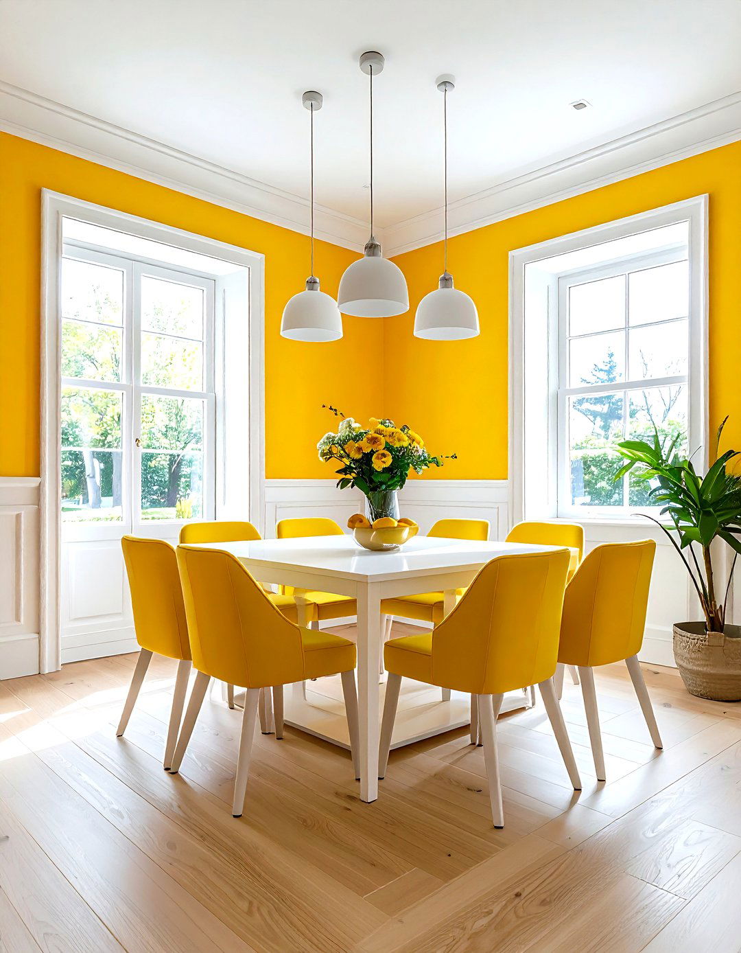 Yellow and white dining room - 30 yellow dining room ideas