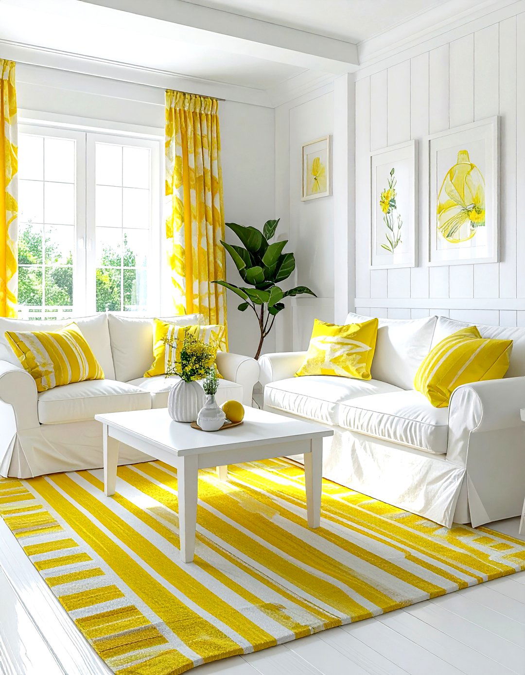 Yellow and white living room - 30 yellow living room decor ideas