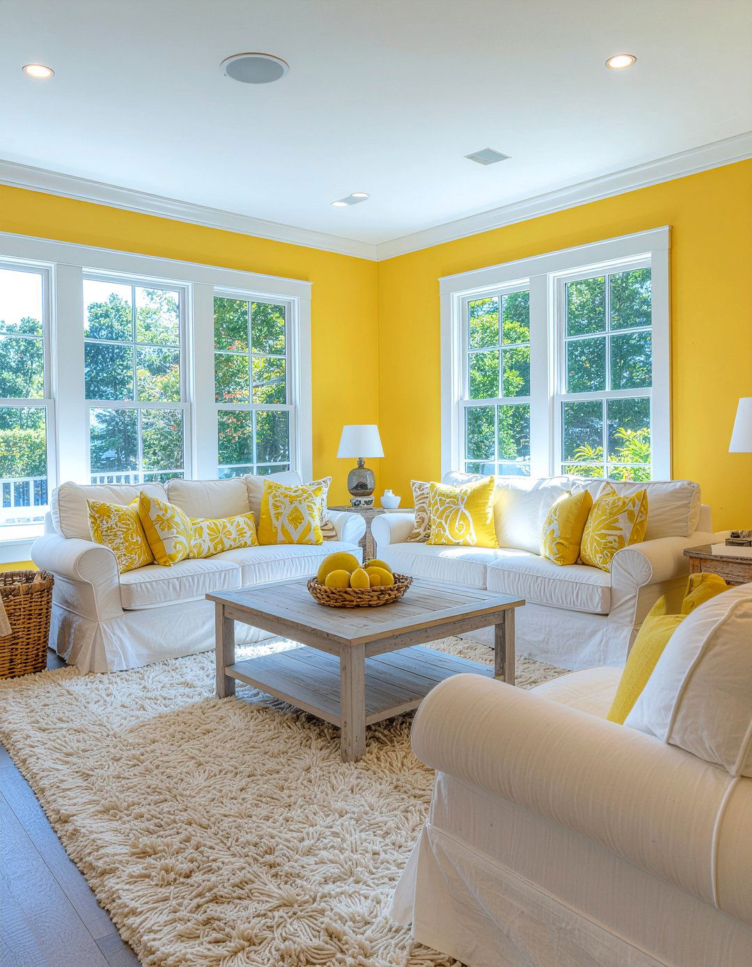 Yellow and white living room - 30 living room yellow walls