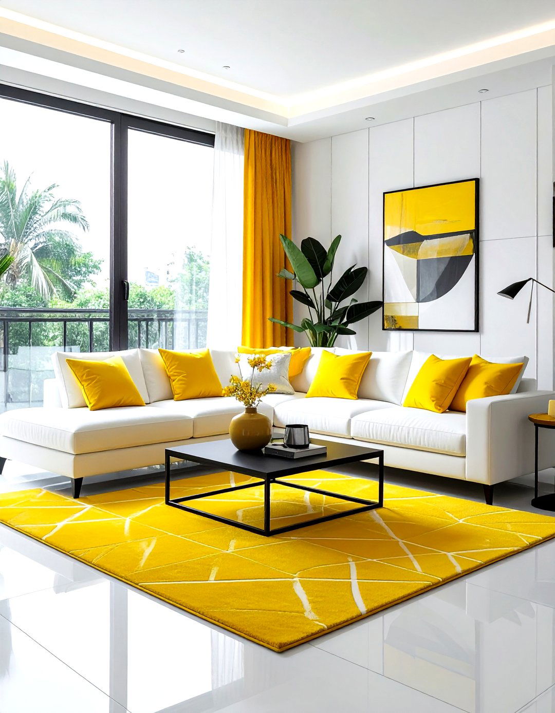 Yellow and white modern living room - 30 yellow and white living room ideas