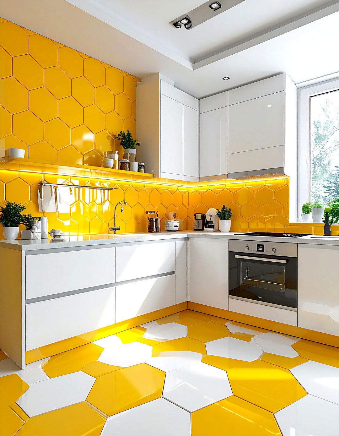 Yellow and white tile kitchen - 30 yellow and white kitchen ideas