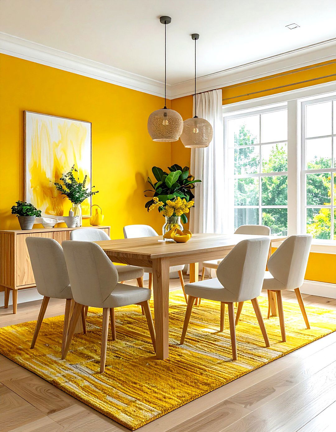Yellow and wood dining room - 30 yellow dining room ideas
