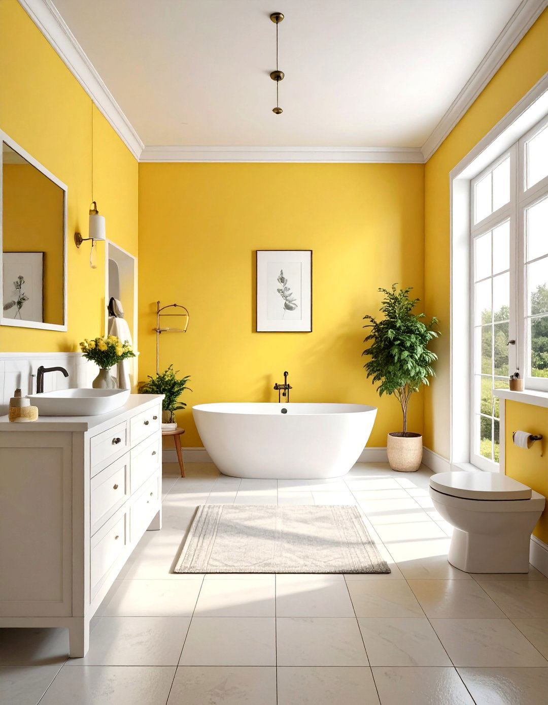 Yellow bathroom wall - 30 bright bathroom ideas
