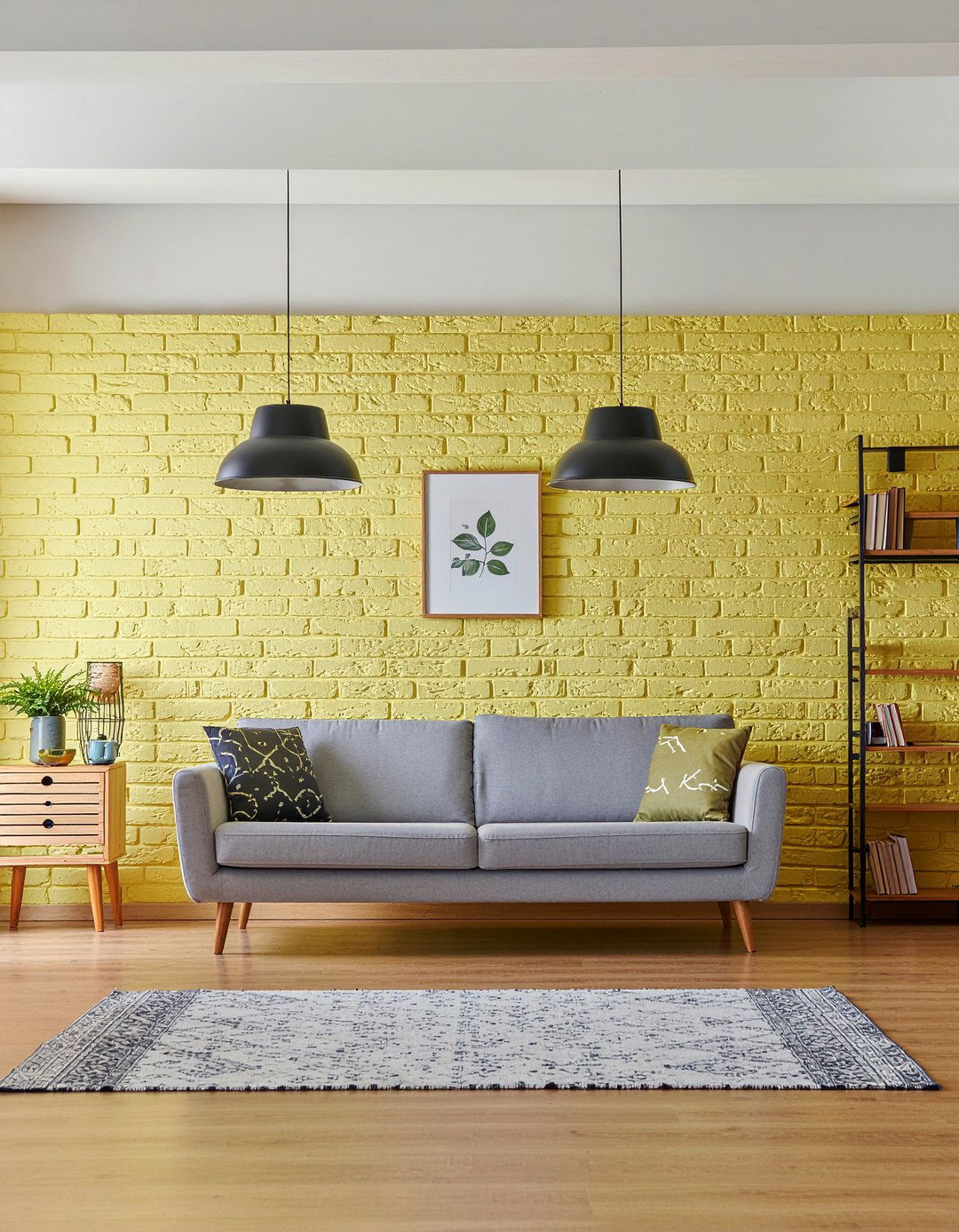 Yellow brick wall living room - 30 living room yellow walls