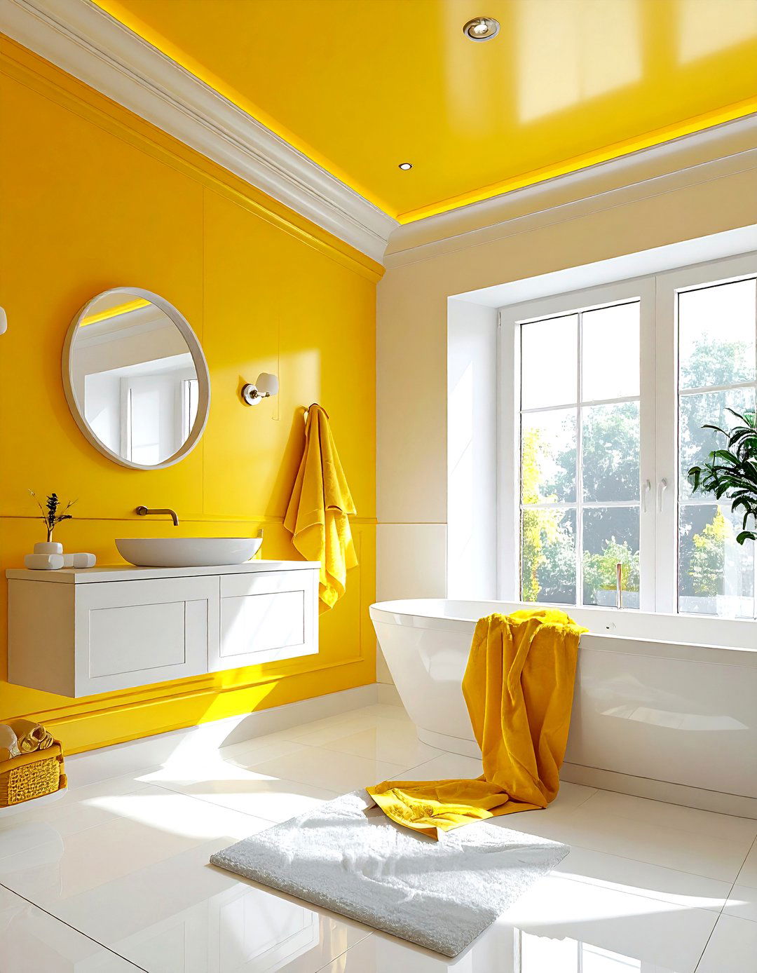 Yellow ceiling bathroom - 30 bright yellow bathroom ideas