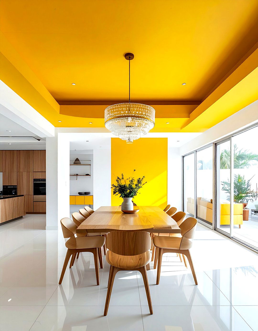 Yellow ceiling dining room - 30 yellow dining room ideas