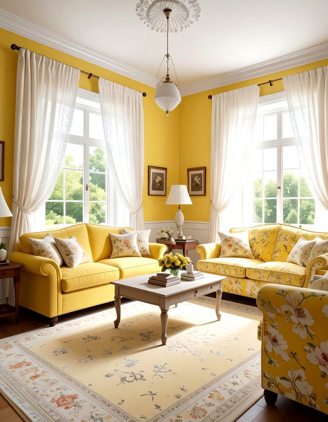 Yellow cottagecore living room - 30 yellow and white living room ideas