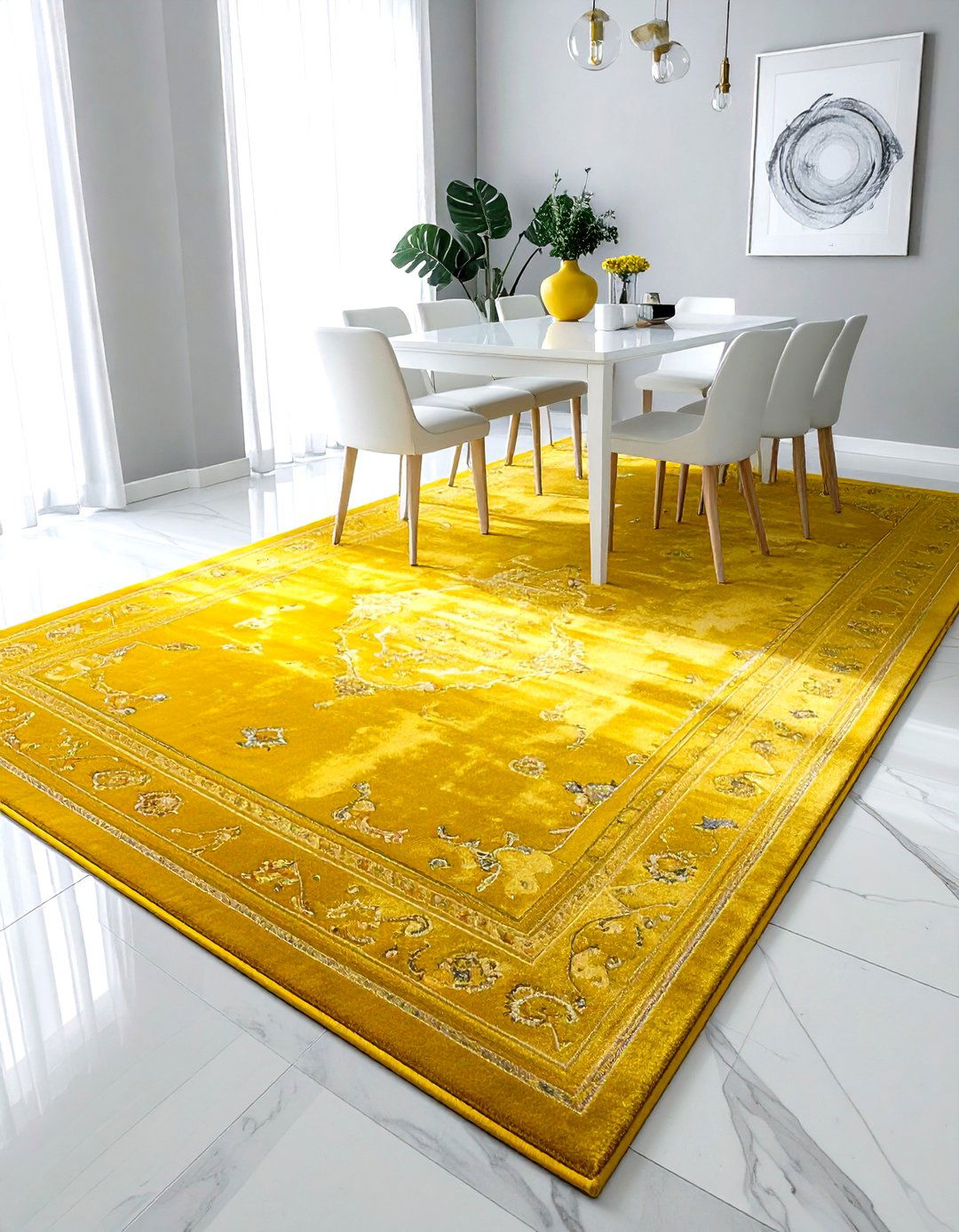 Yellow dining room rug - 30 yellow dining room ideas