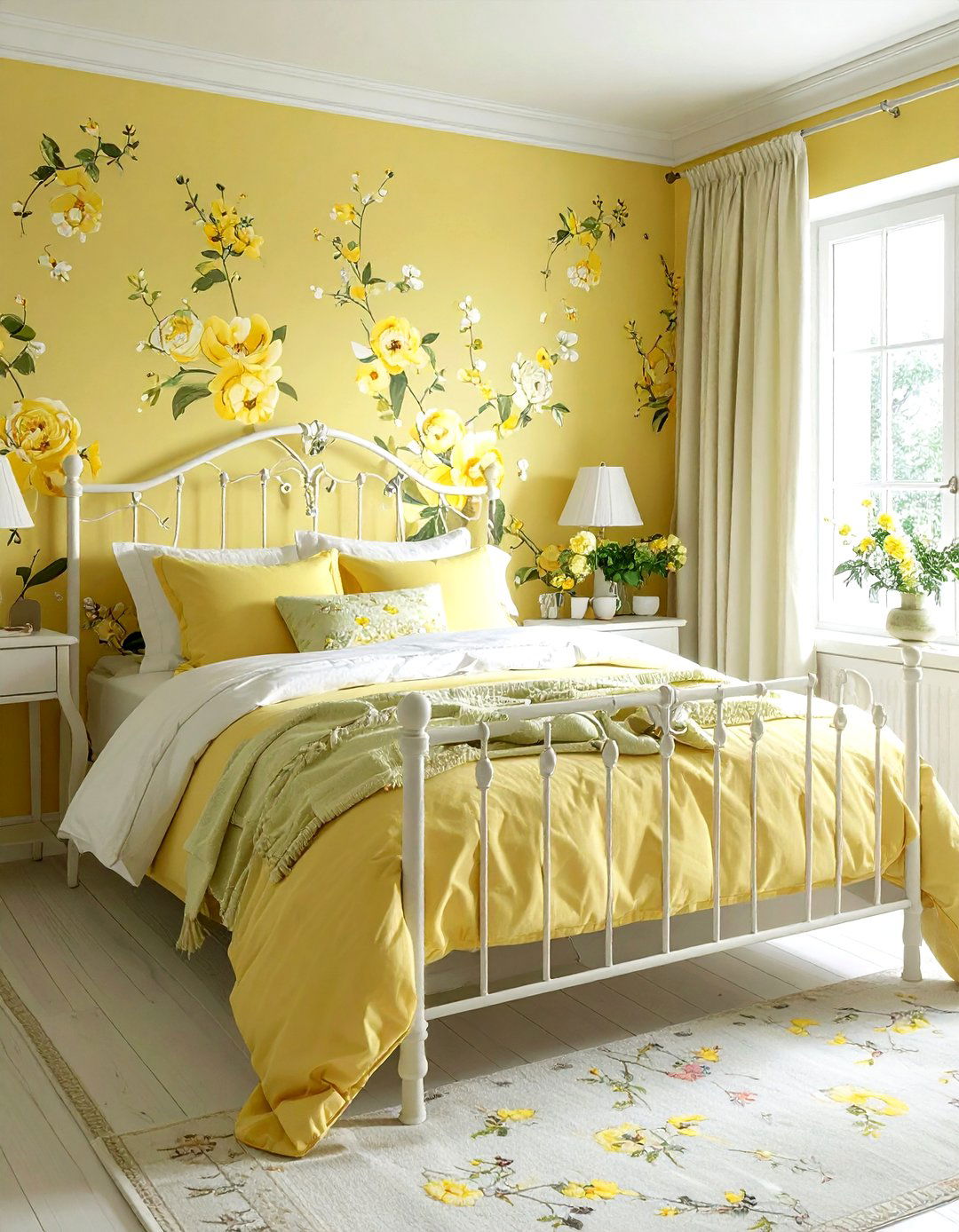 Yellow floral bedroom - 30 yellow bedroom decor ideas