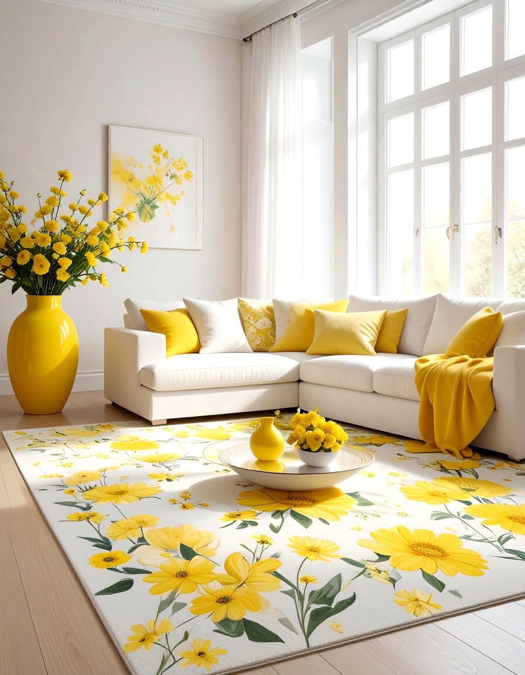 Yellow floral living room - 30 yellow living room ideas