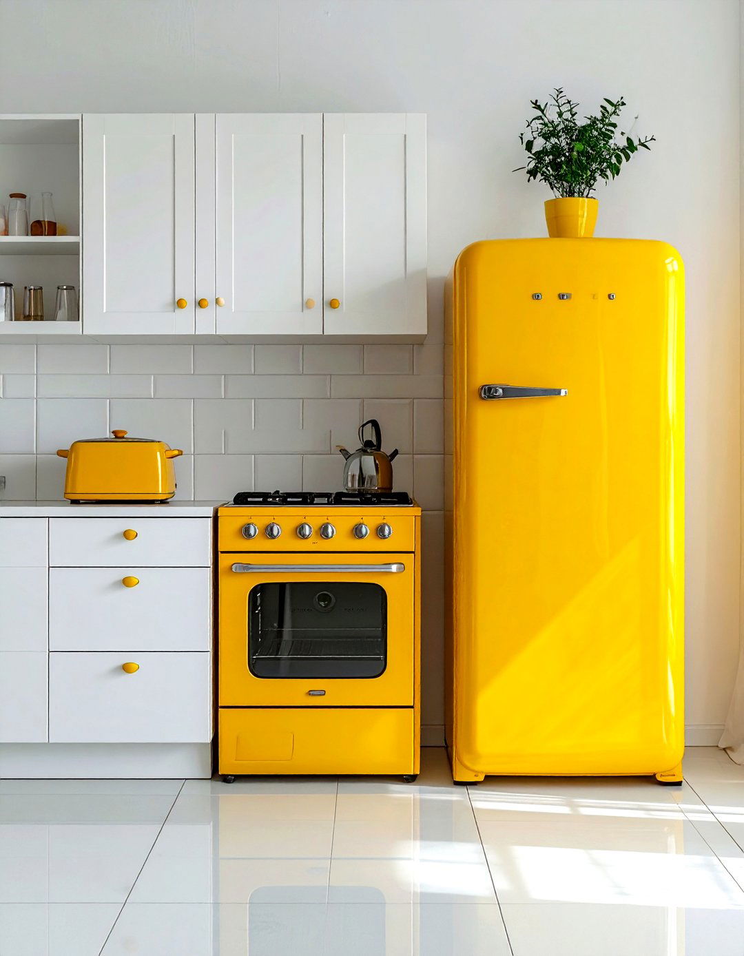 Yellow kitchen appliances - 30 yellow kitchen decor ideas