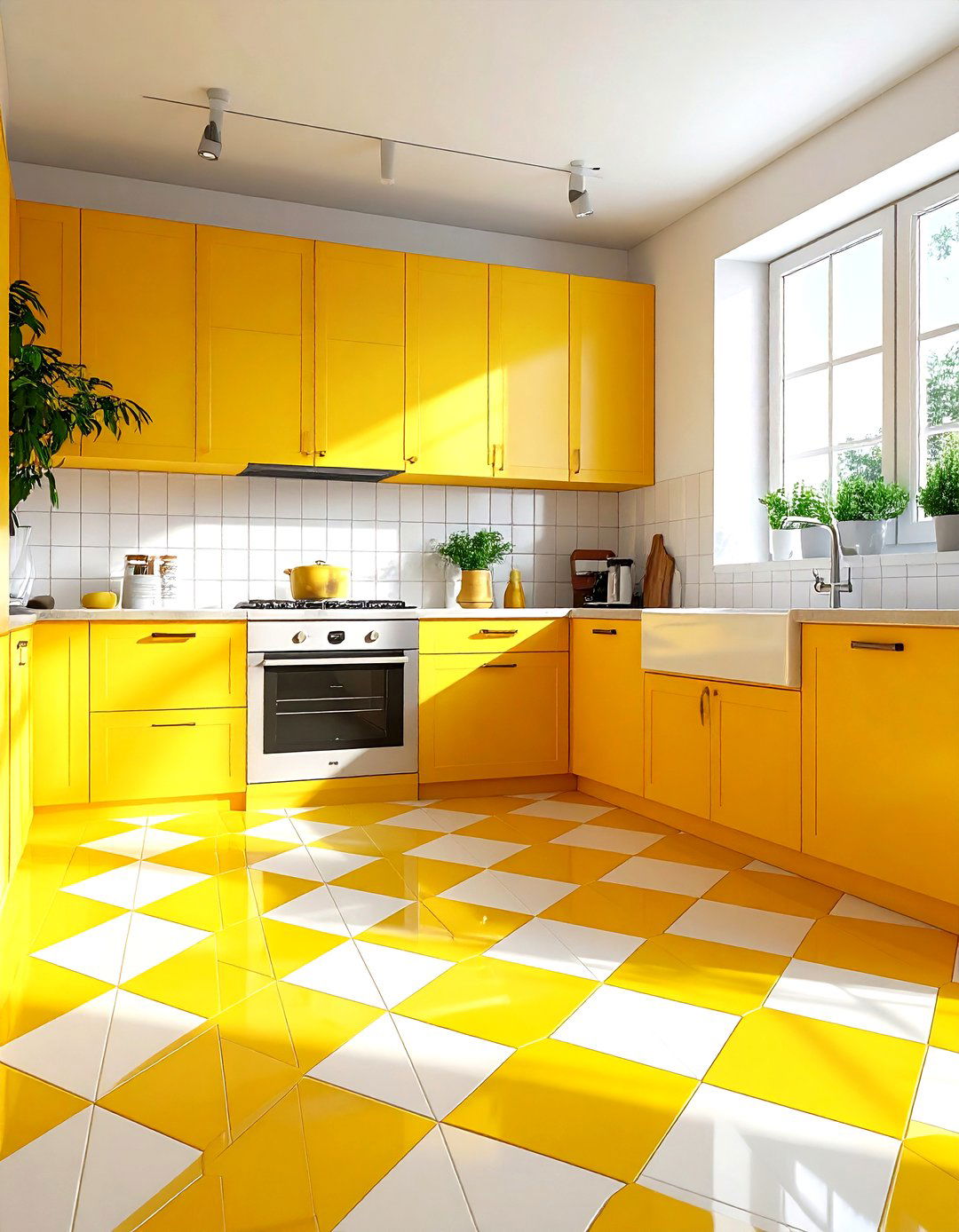 Yellow kitchen floor tiles - 30 yellow kitchen decor ideas