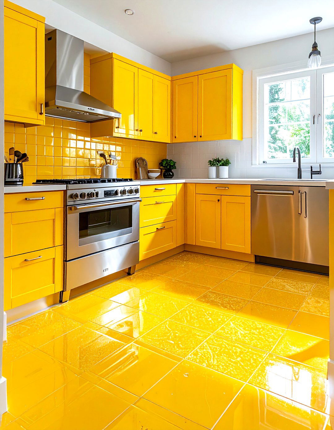 Yellow kitchen floor - 30 bright yellow kitchen ideas
