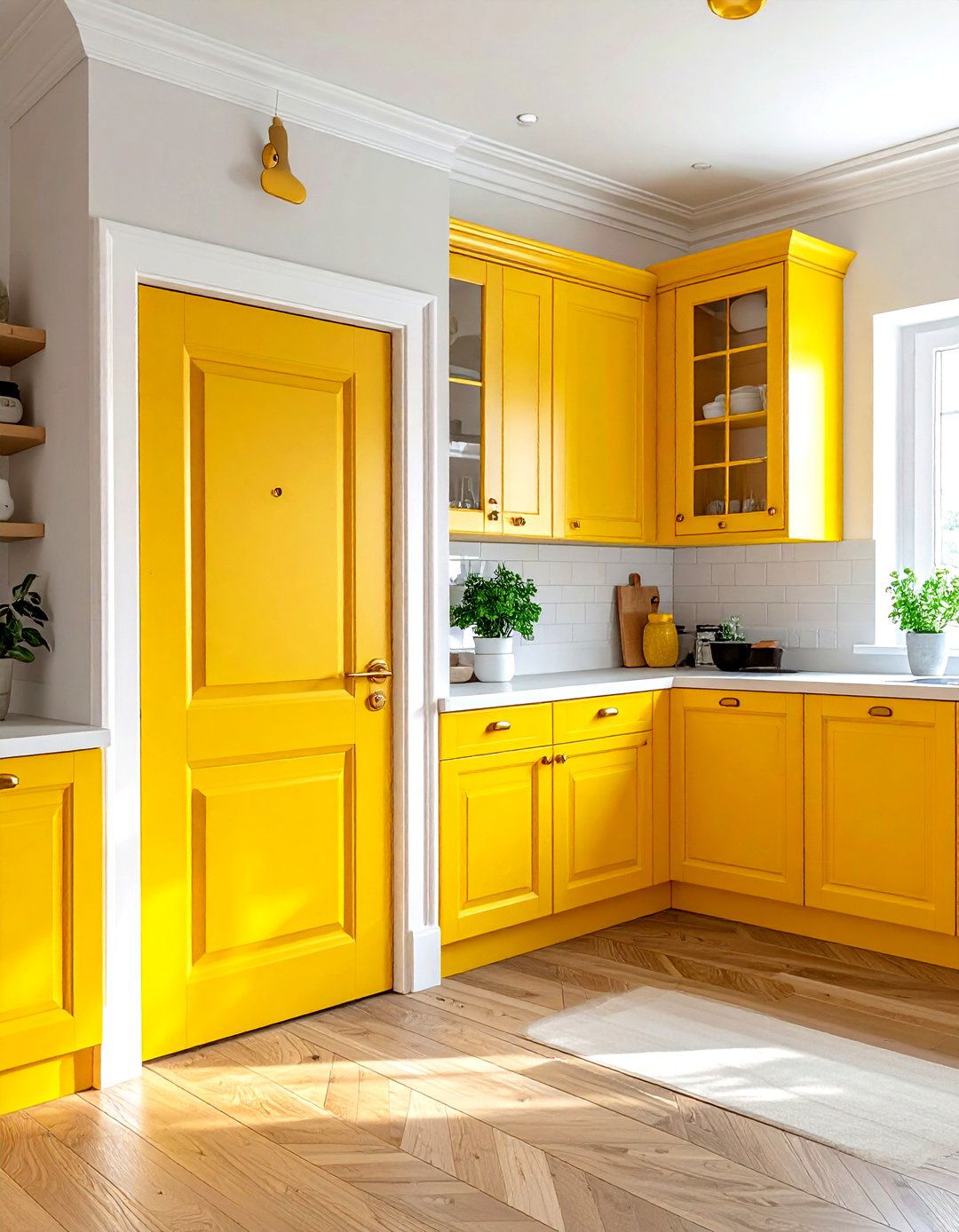 Yellow kitchen interior doors - 30 yellow kitchen decor ideas