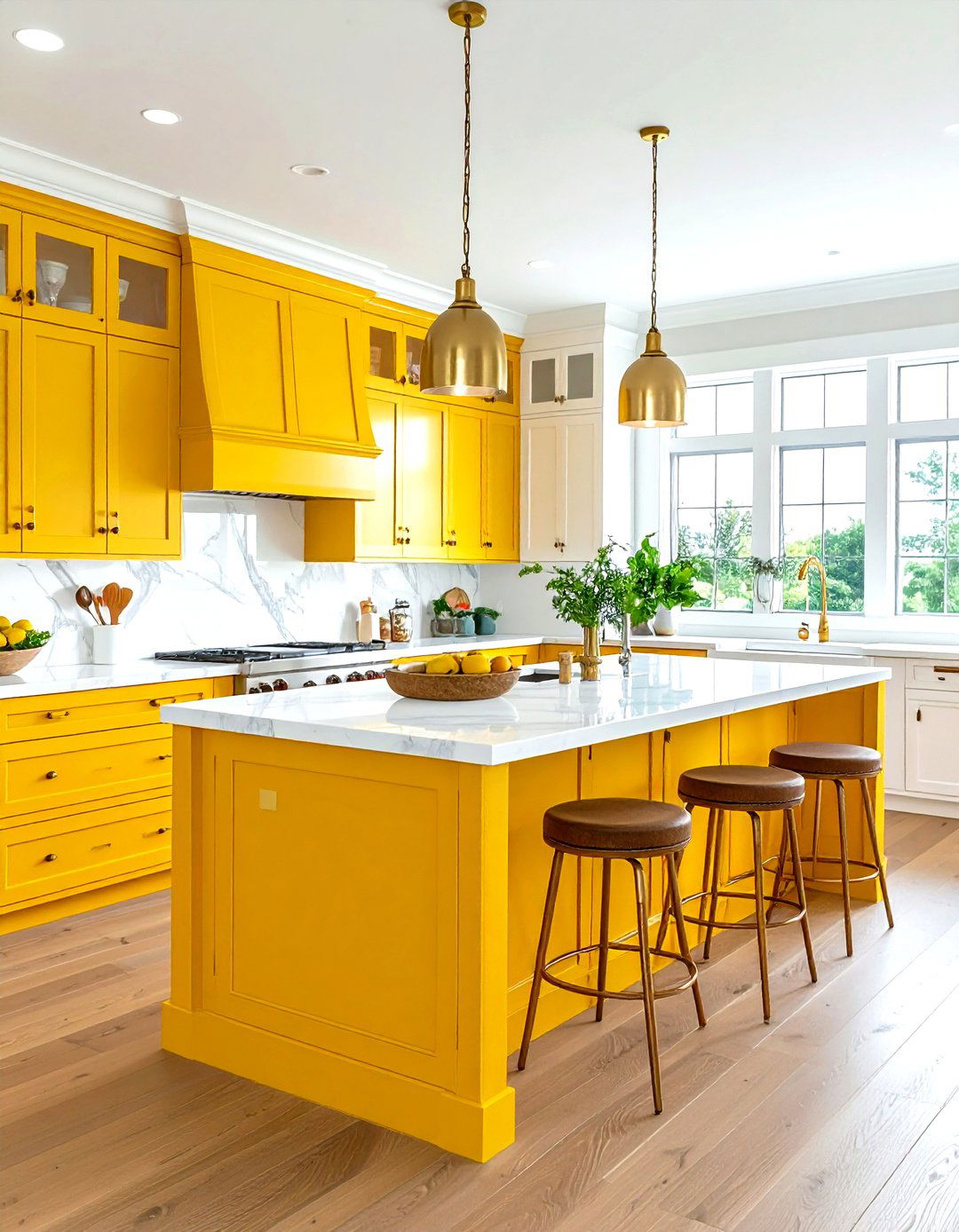 Yellow kitchen island white cabinets - 30 yellow and white kitchen ideas
