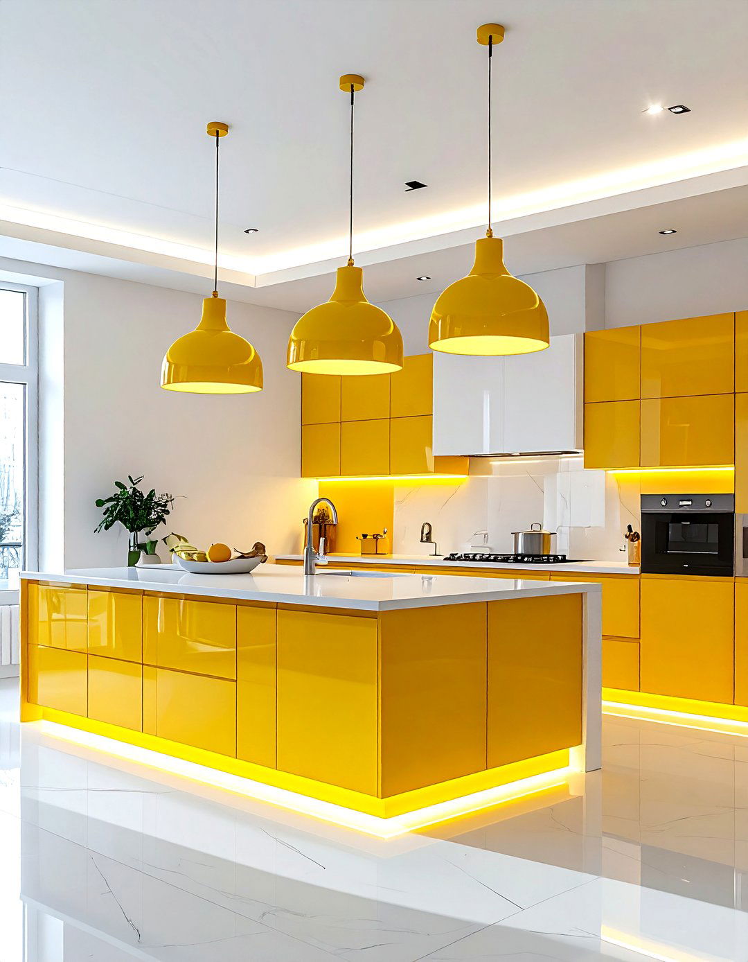 Yellow kitchen lighting - 30 bright yellow kitchen ideas