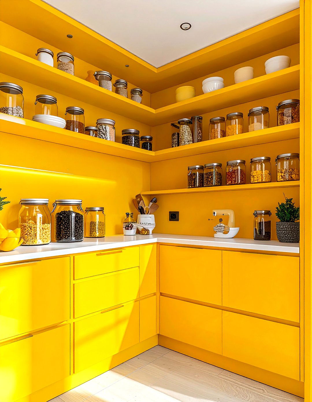 Yellow kitchen pantry - 30 yellow kitchen decor ideas