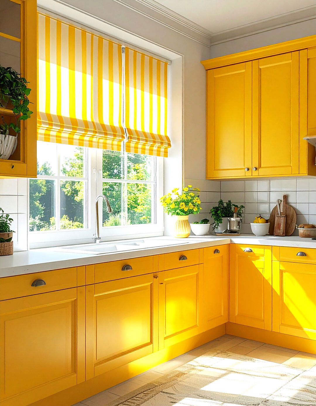 Yellow kitchen window treatments - 30 yellow kitchen decor ideas