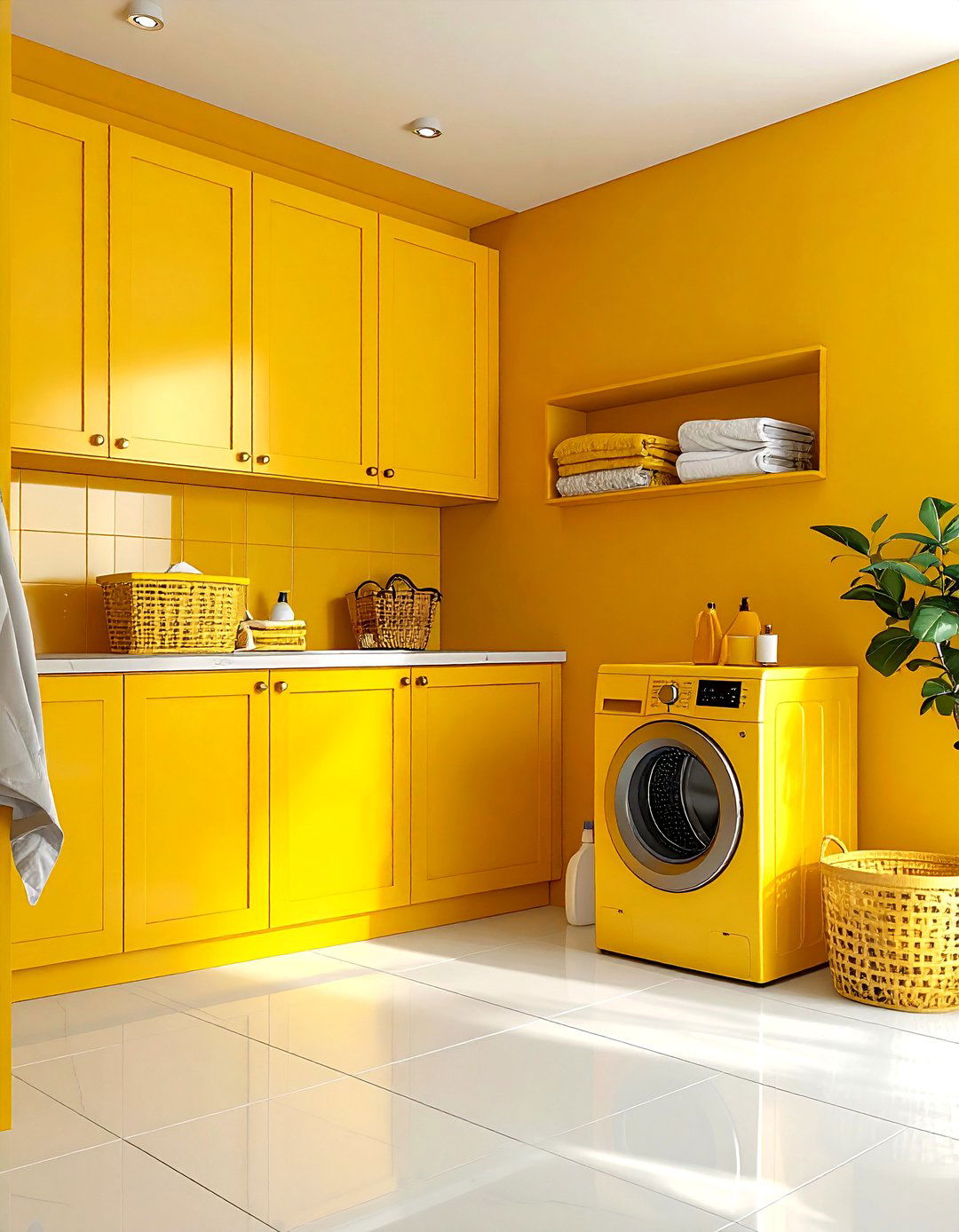 Yellow laundry room - 30 monochromatic decor ideas