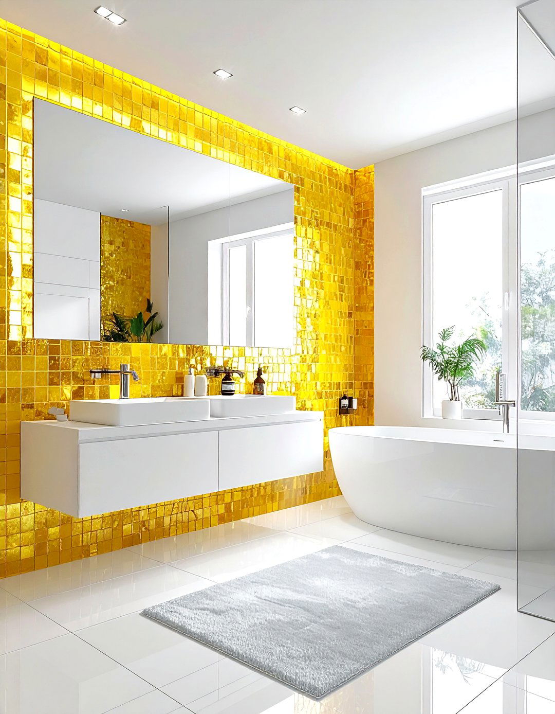 Yellow mosaic tile bathroom - 30 bright yellow bathroom ideas