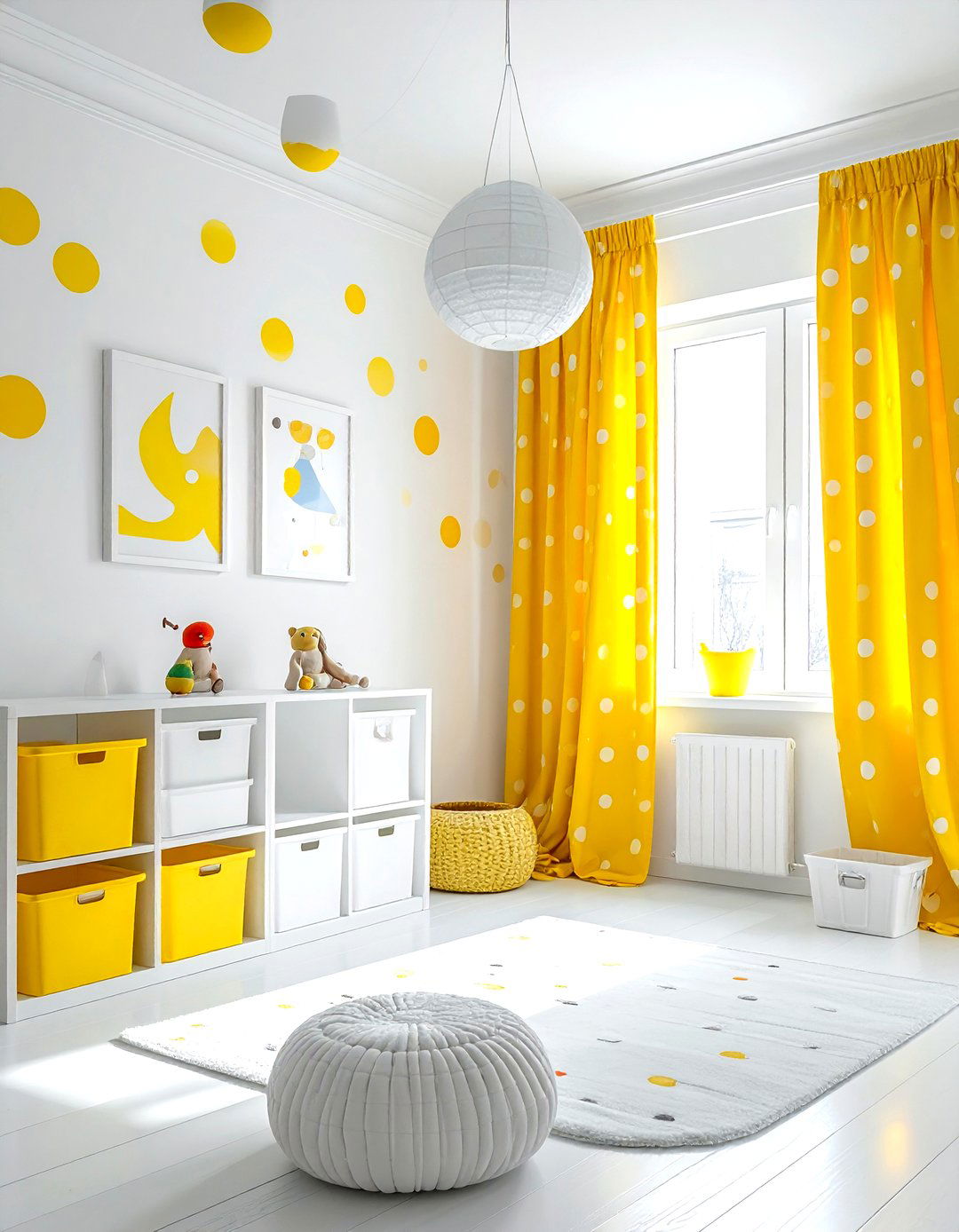 Yellow polka dot curtains - 30 colorful curtain ideas