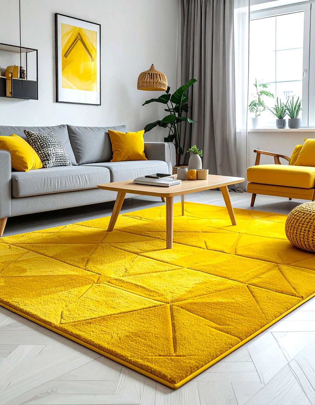 Yellow rug living room - 30 bright yellow living room ideas