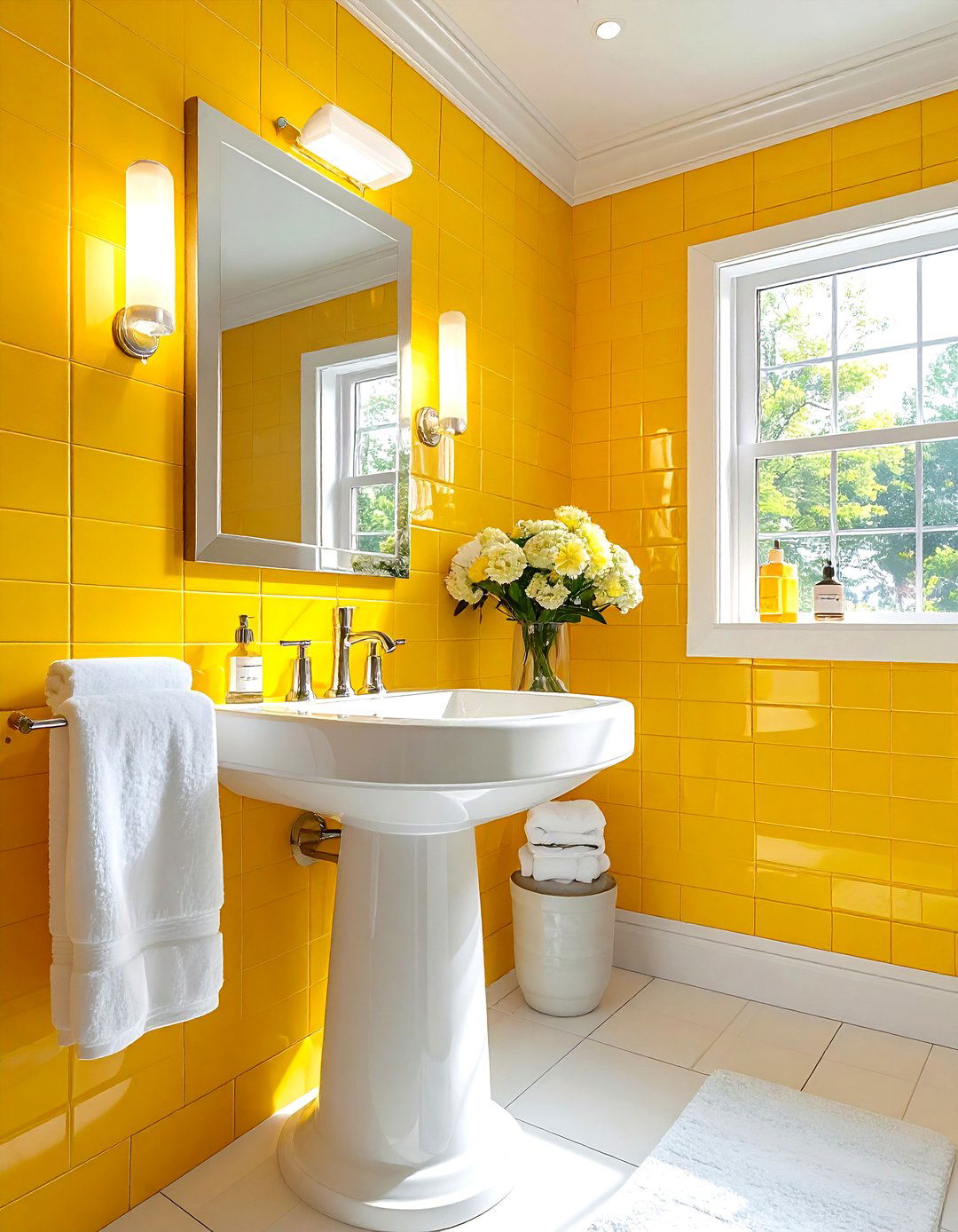 Yellow subway tile bathroom - 30 bright yellow bathroom ideas