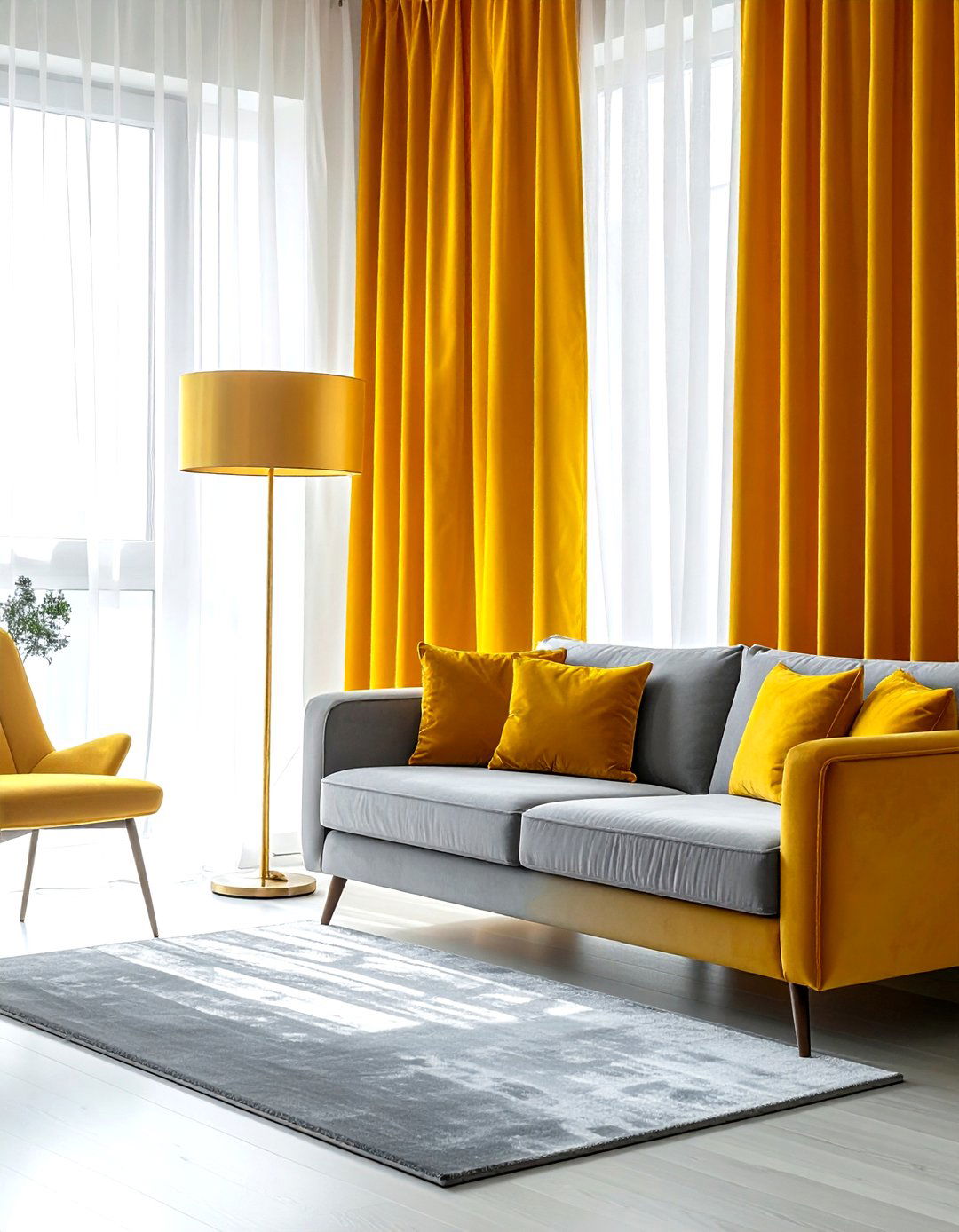 Yellow velvet curtains - 30 colorful curtain ideas