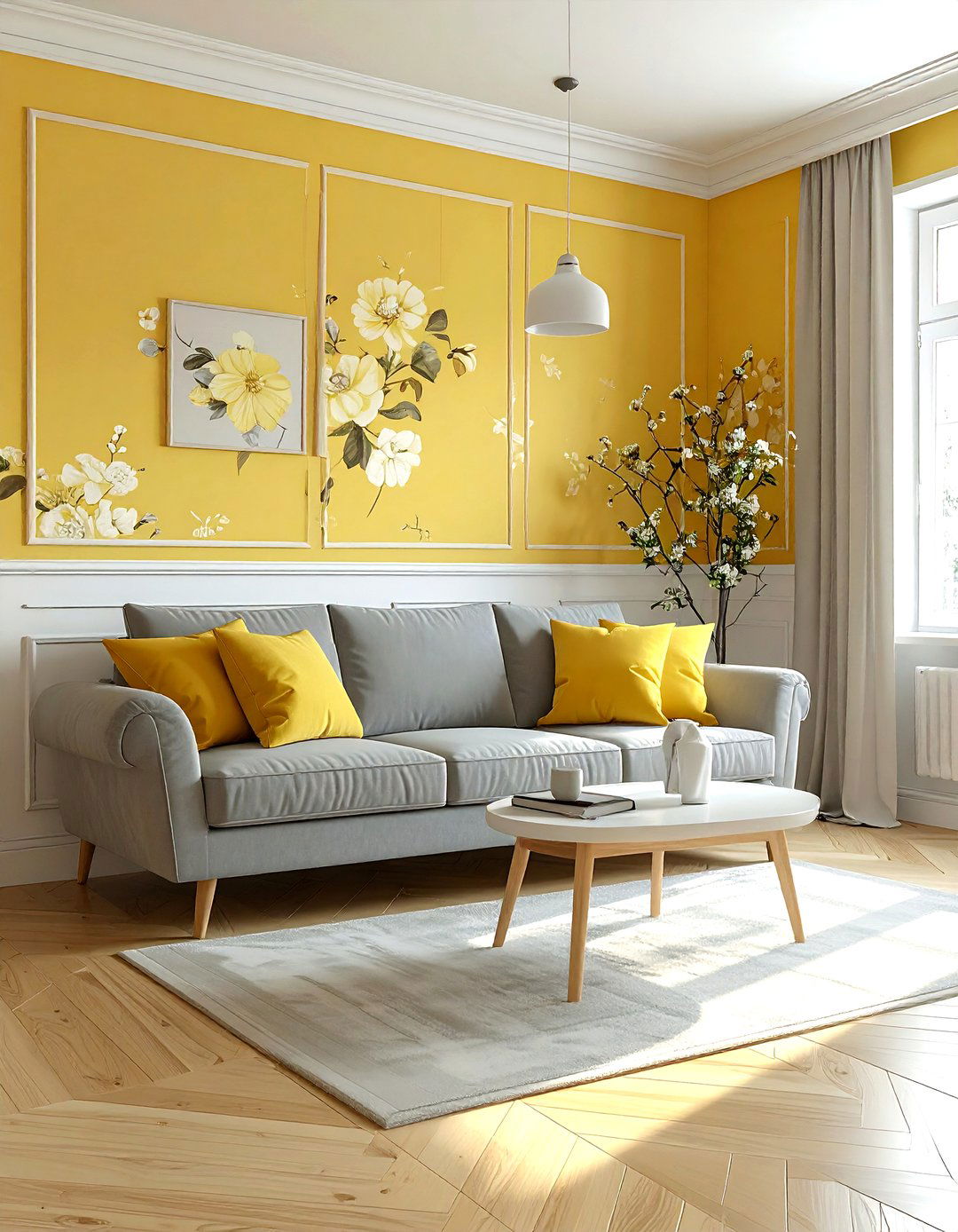 Yellow wallpaper living room - 30 yellow living room ideas