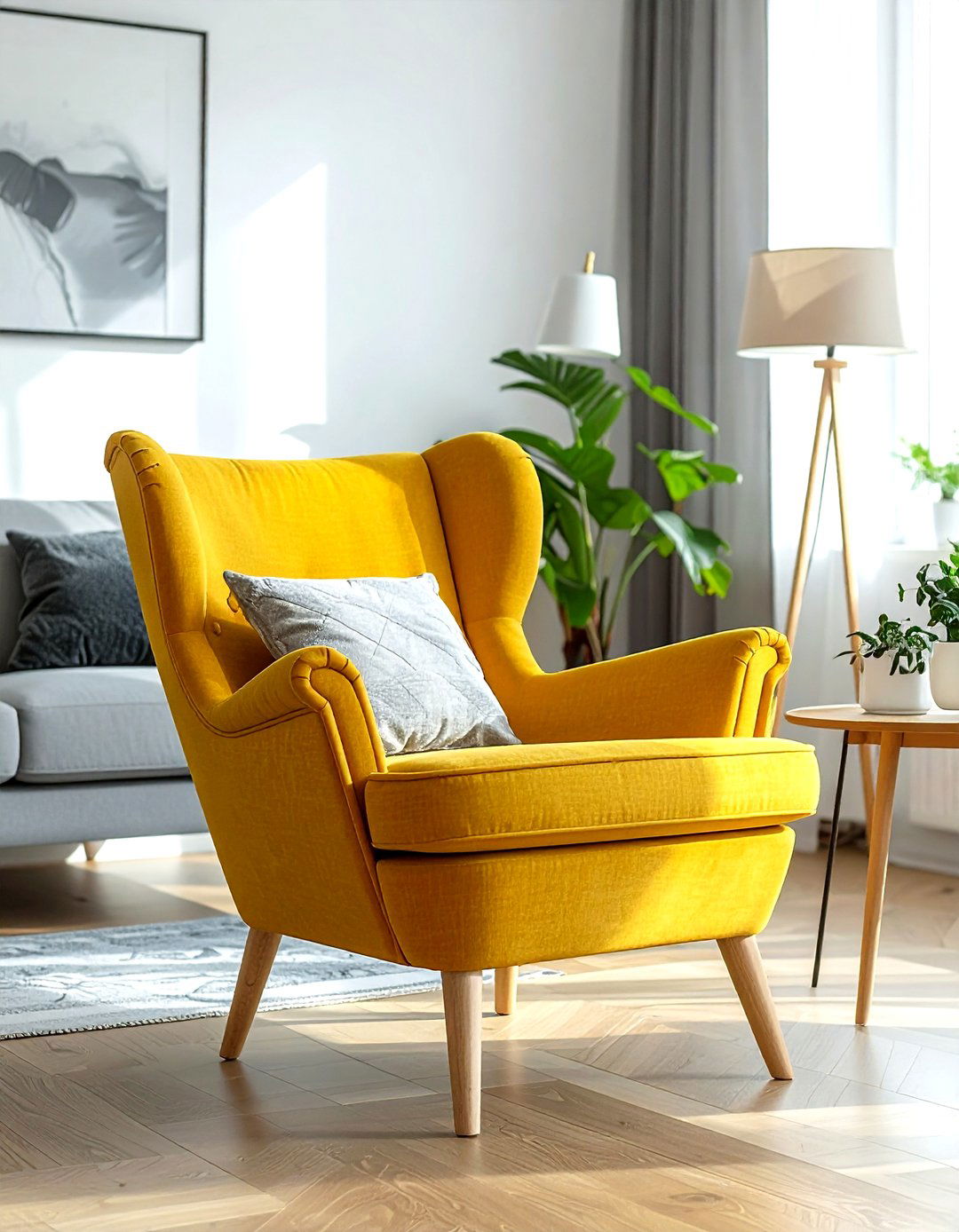 Yellow wingback chair - 30 living room wingback chairs