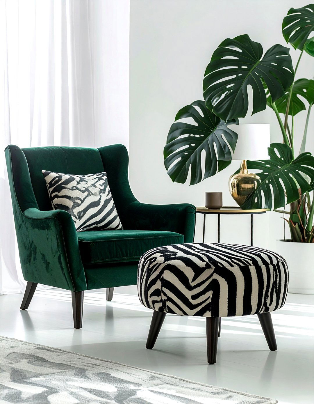 Zebra stripe ottoman - 30 jungle decor ideas
