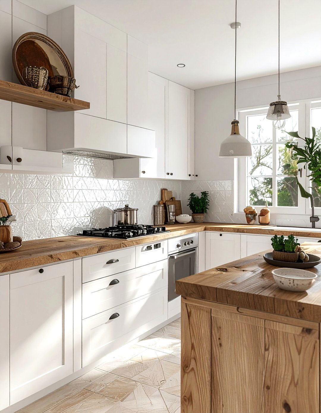 Zellige Style Backsplash Tile - 30 peel and stick kitchen ideas