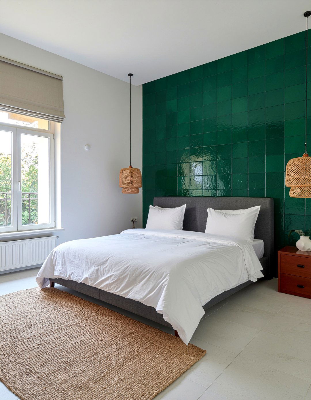 Zellige Tile Accent Wall - 30 Moroccan bedroom ideas