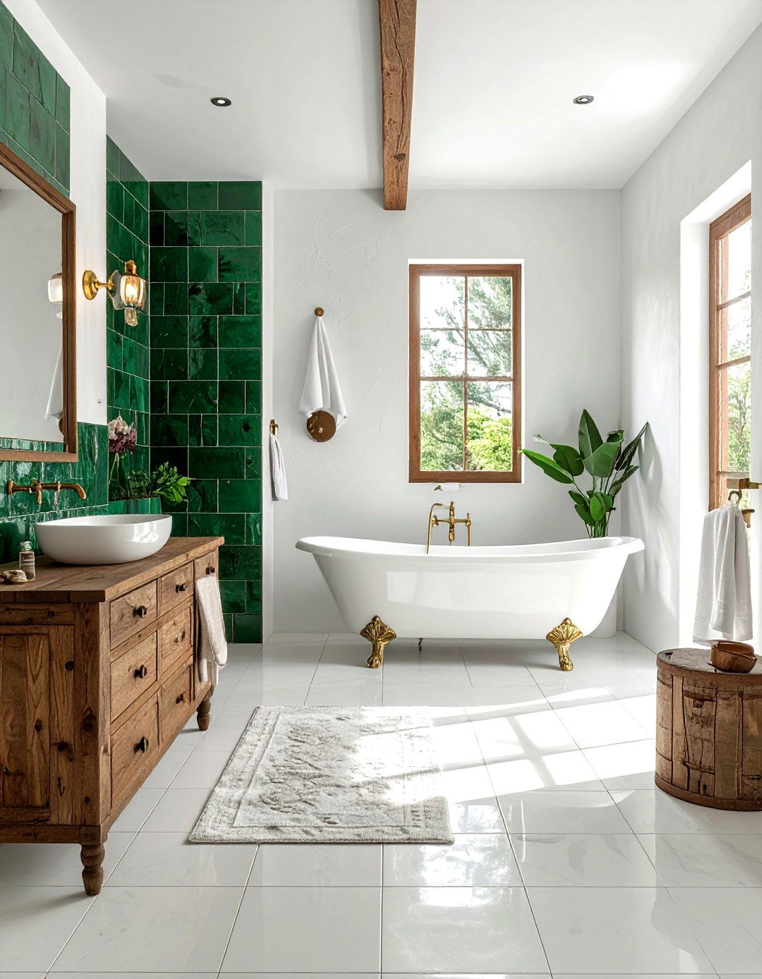 Zellige Tile Bathroom - 30 textured tile bathroom ideas