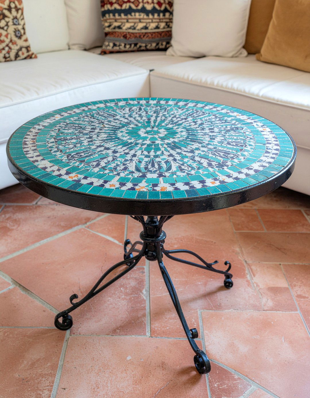 Zellige Tile Table - 30 living room Moroccan furniture ideas