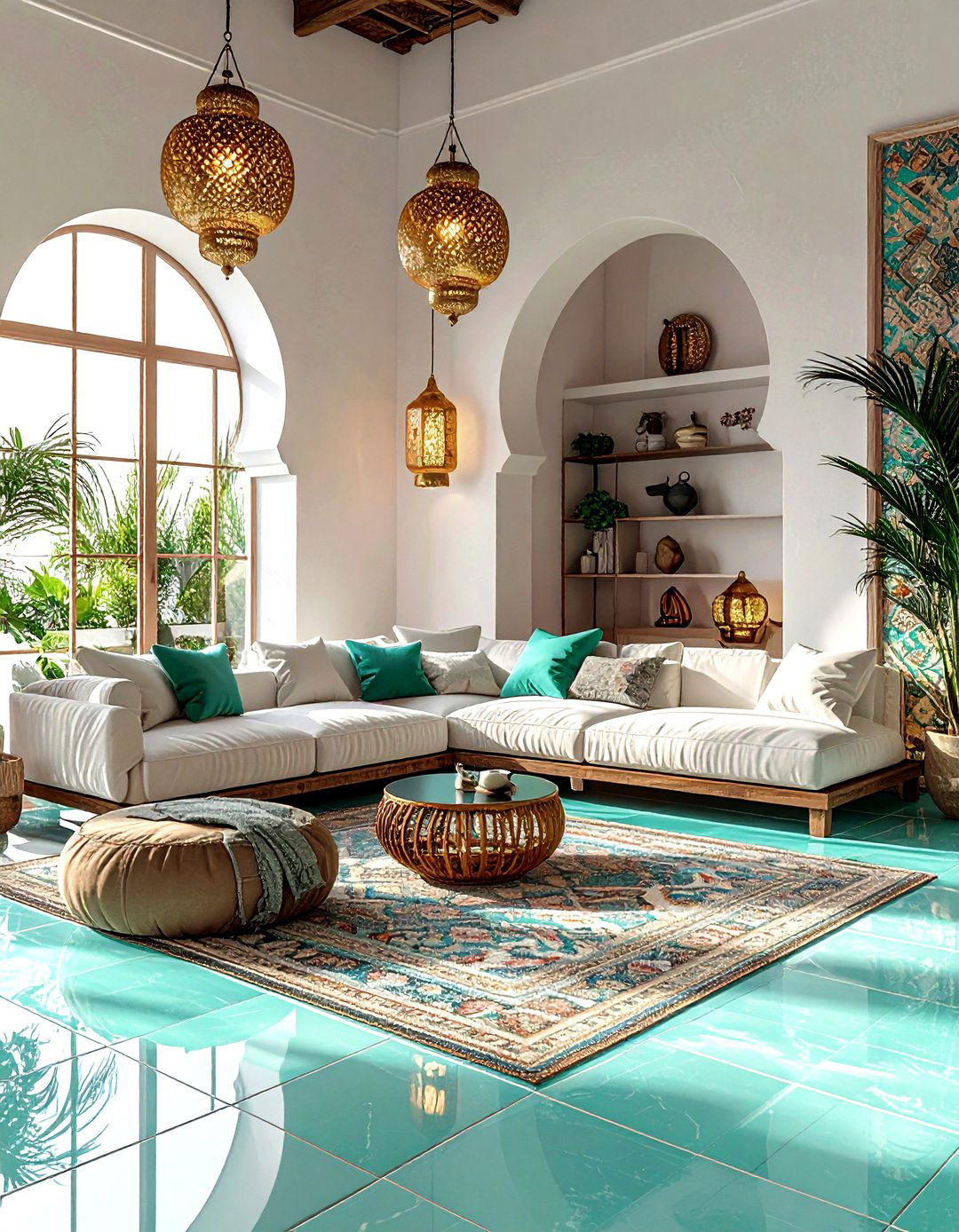 Zellige floor tile - 30 living room tile designs