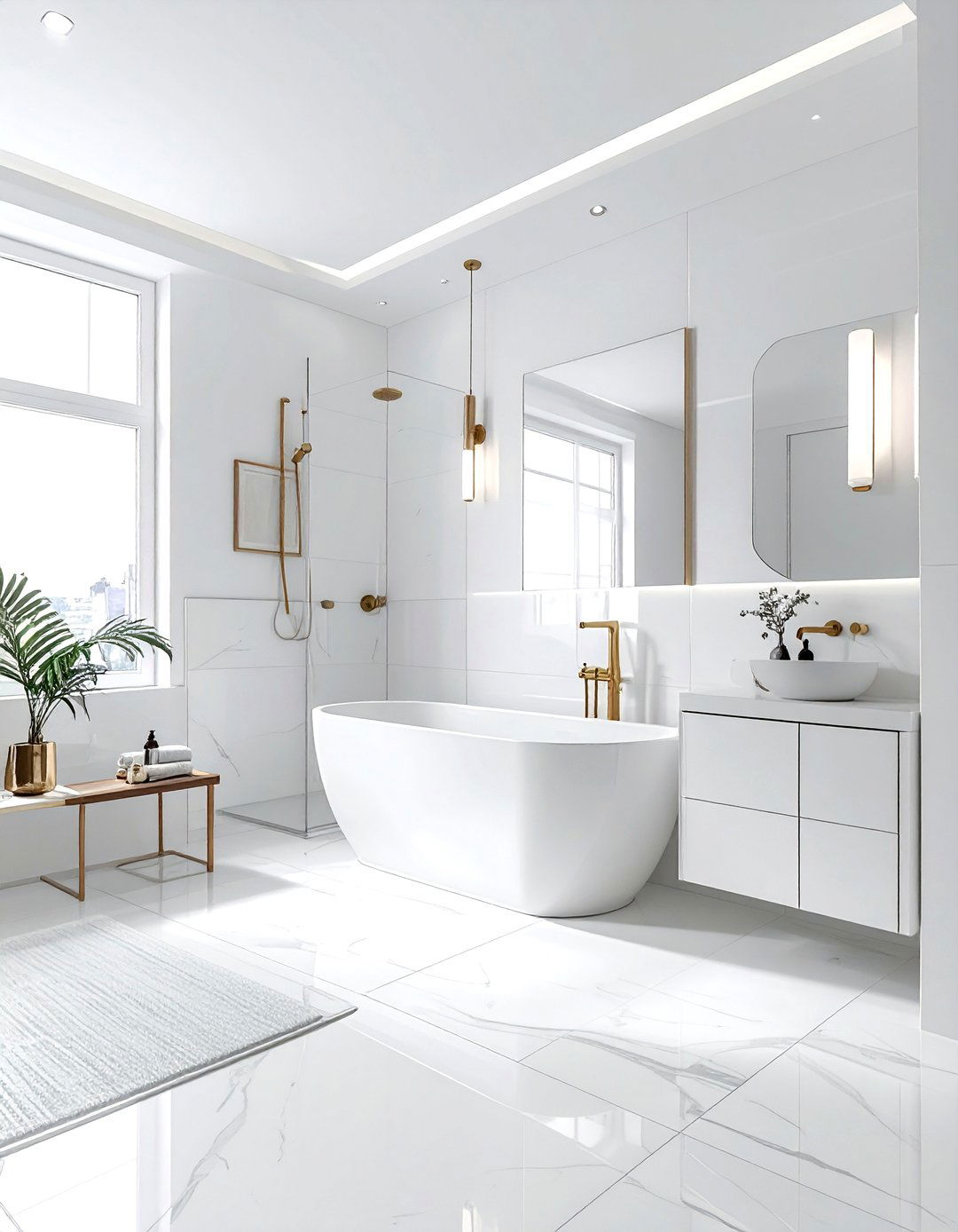 Zellige look porcelain tile bathroom - 30 porcelain tile bathroom ideas