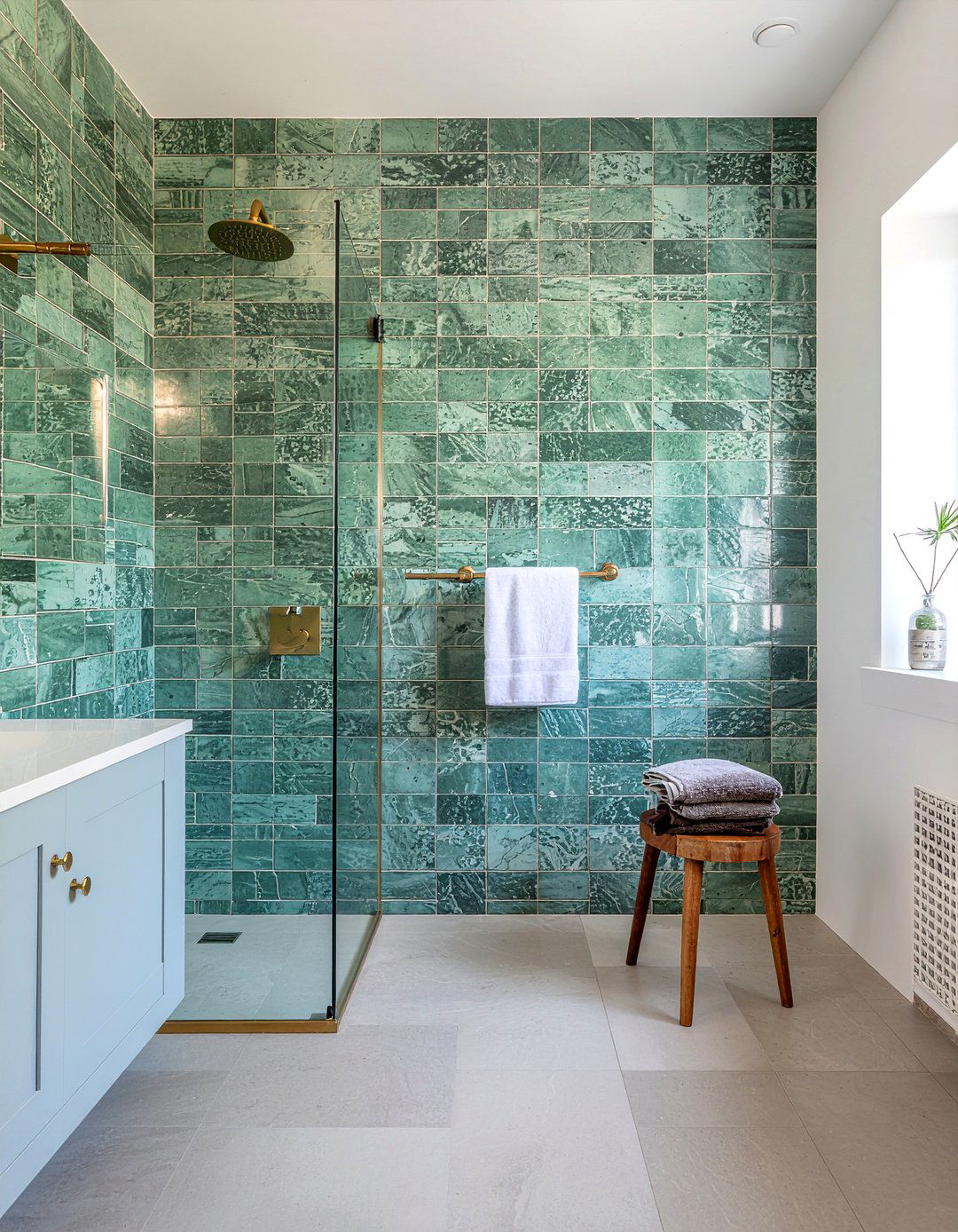 Zellige tile bathroom wall - 30 bathroom textured wall ideas