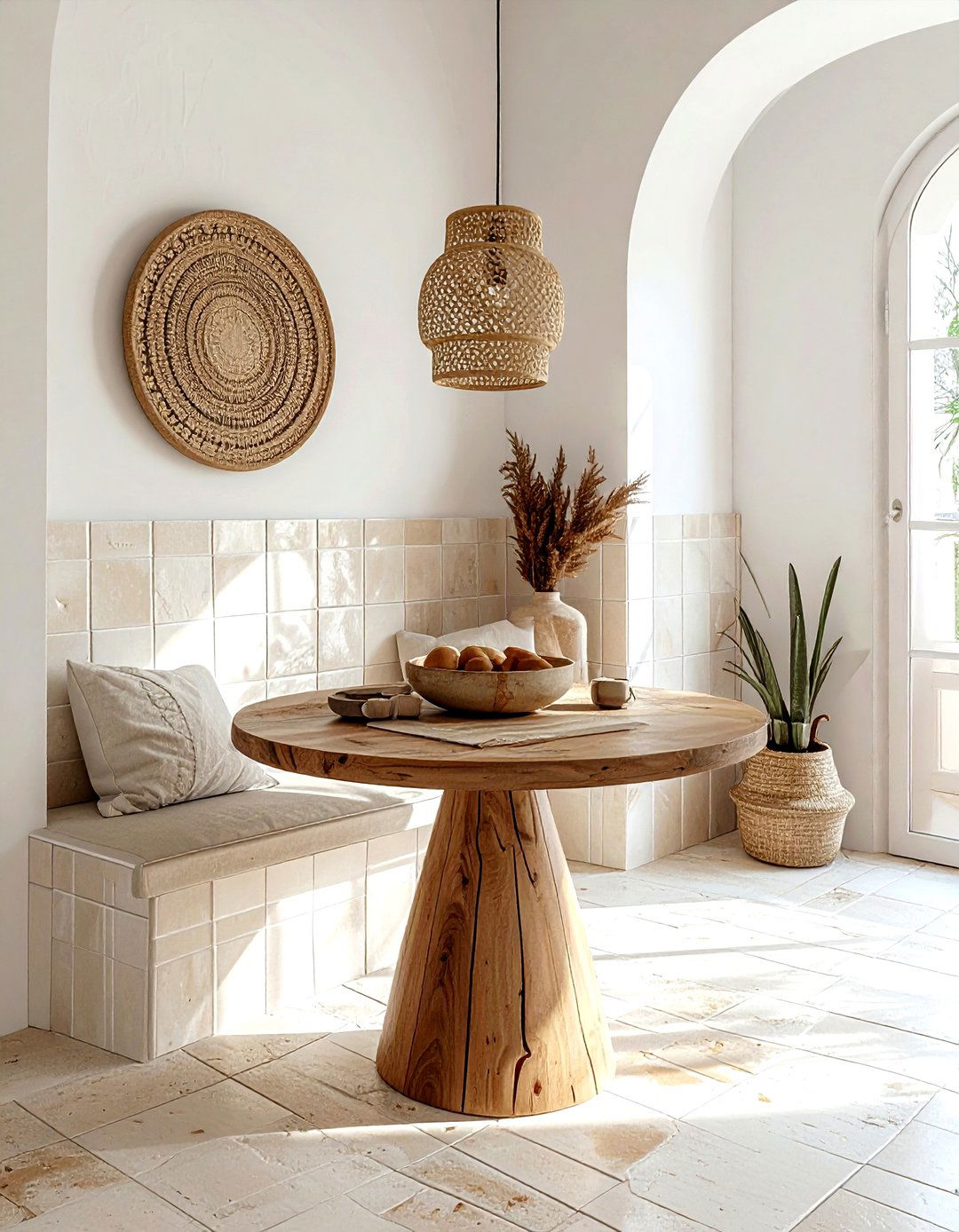 Zellige tile dining nook - 30 dining room backsplash ideas