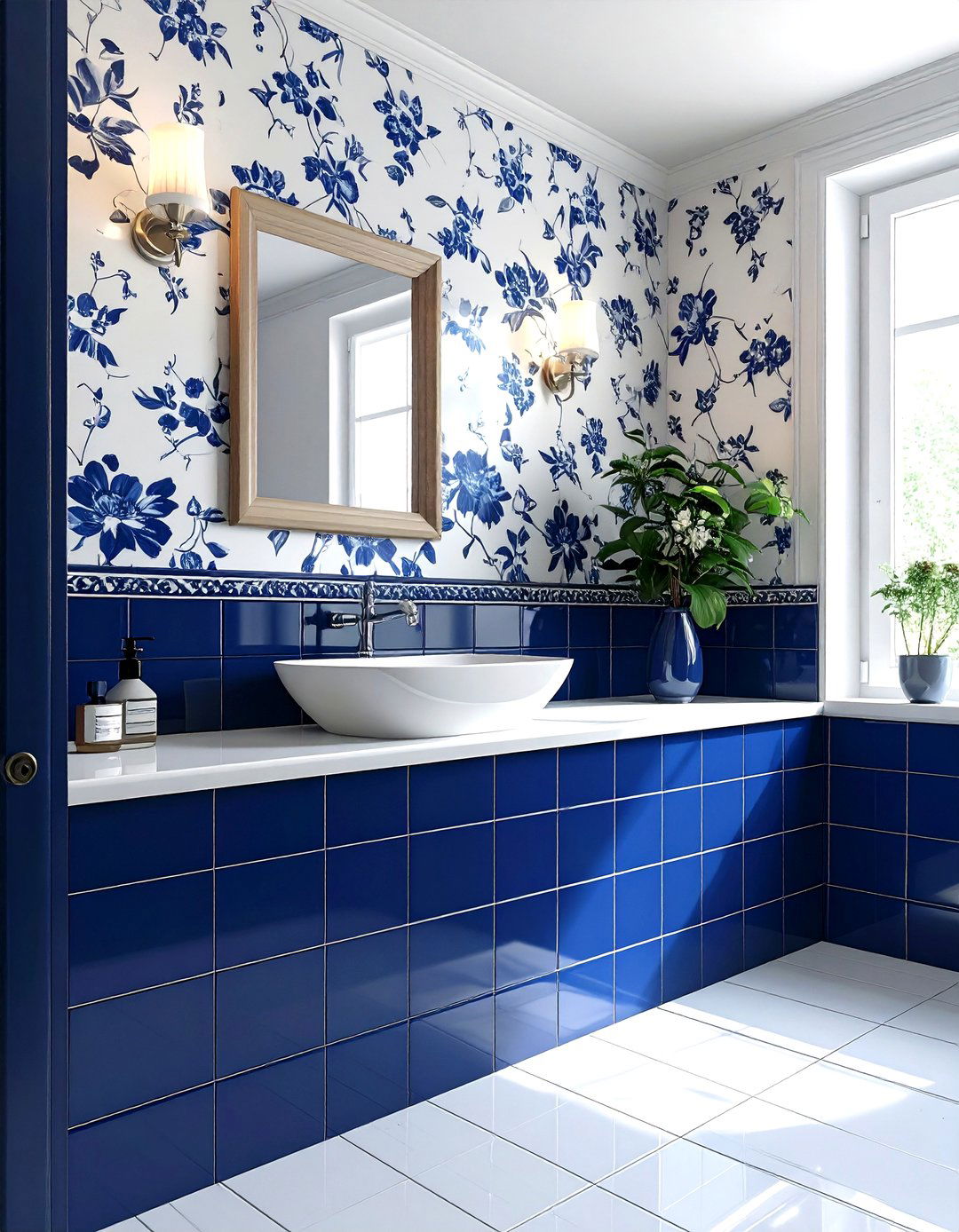 Zellige tile wainscoting - 30 zellige tile bathroom ideas