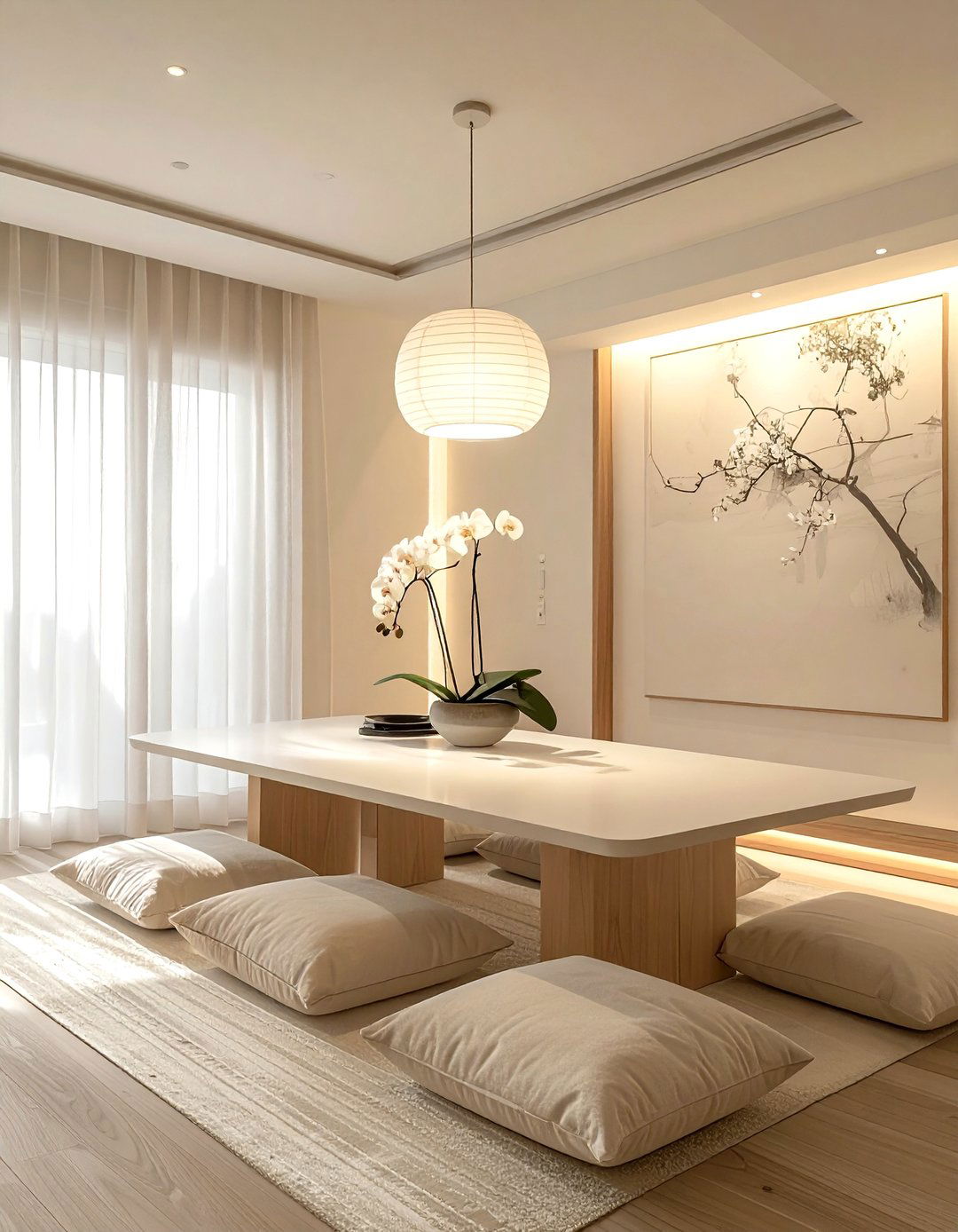 Zen Beige White Dining Room - 30 beige and white dining room ideas