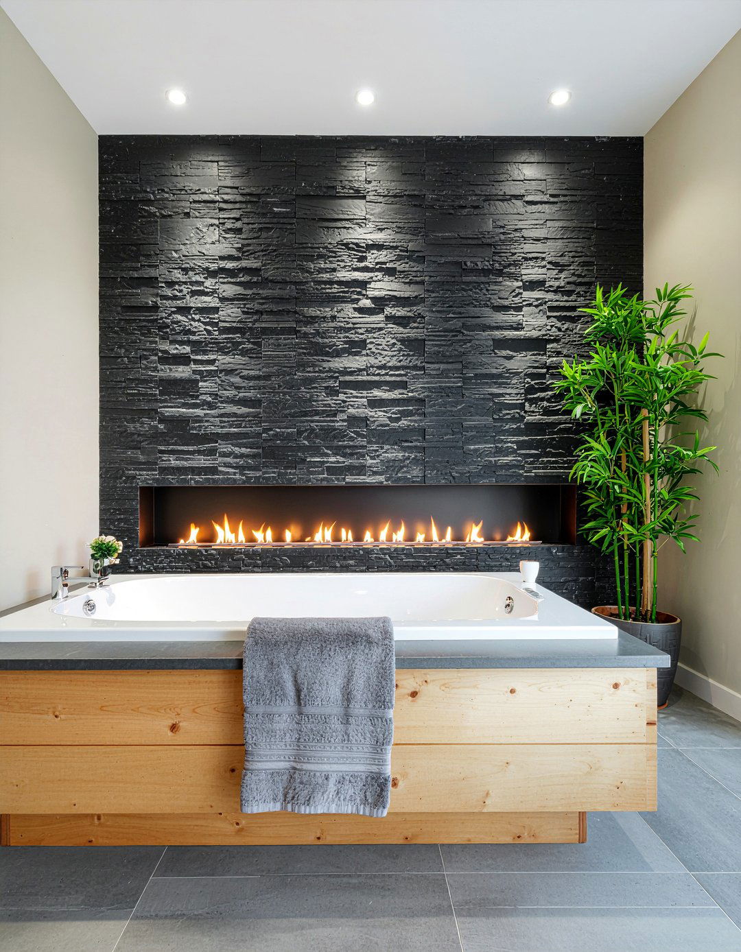 Zen bathroom fireplace - 30 bathroom fireplace ideas