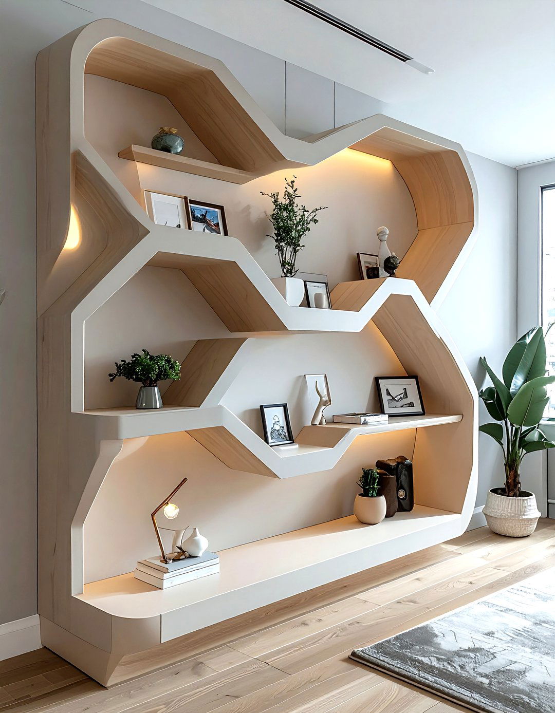 Zig Zag Corner Wall Shelf - 30 living room corner shelving ideas