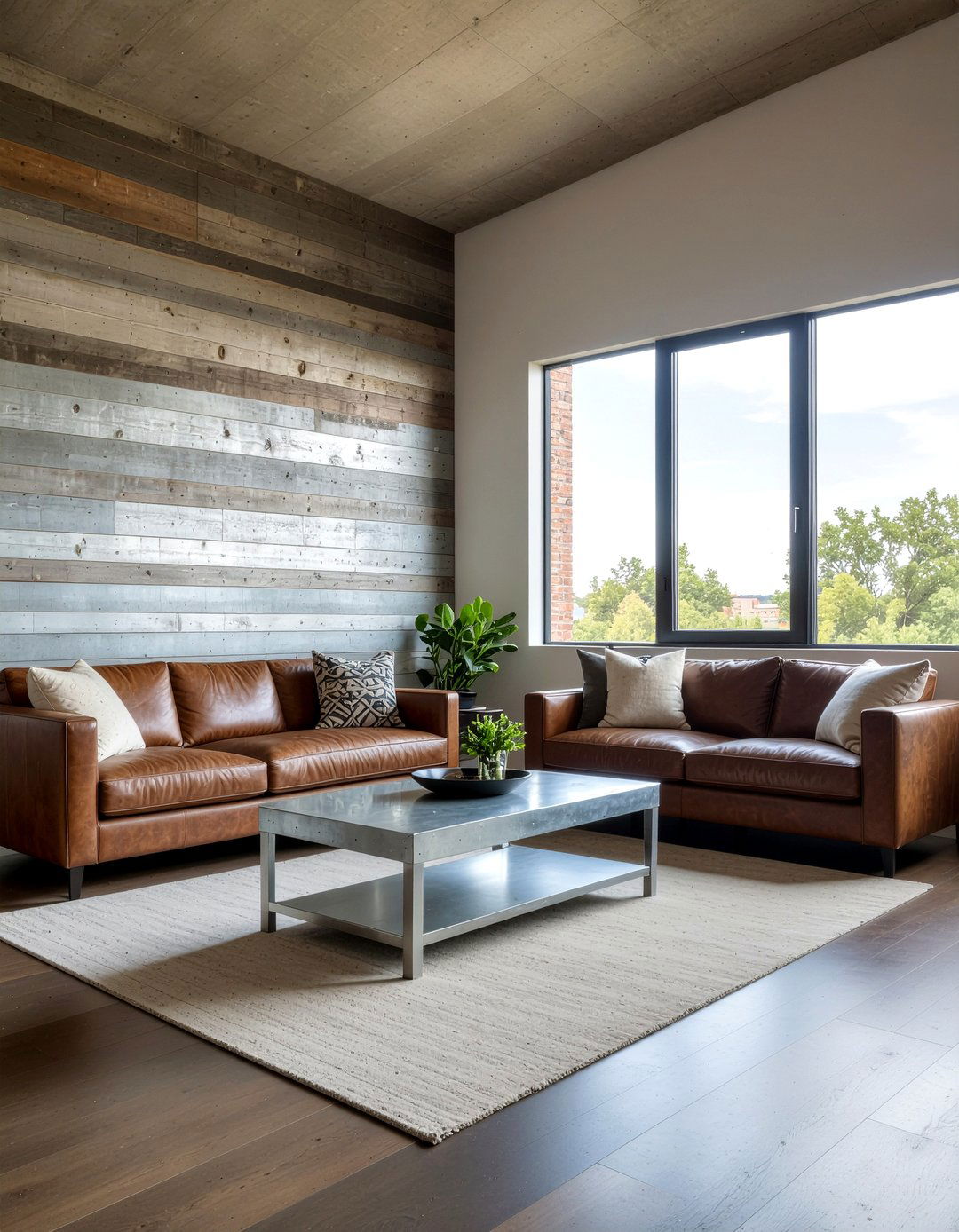 Zinc and reclaimed wood living room - 30 mixed material living room ideas