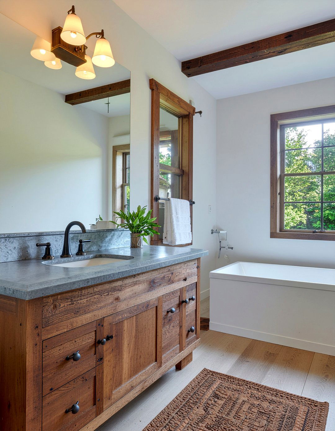 Zinc and wood bathroom - 30 bathroom material mixing ideas