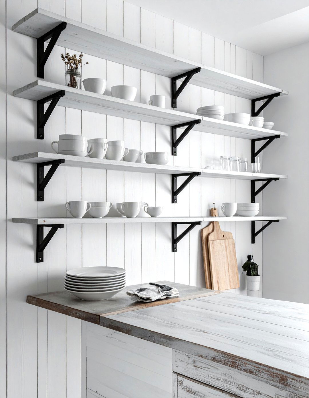 industrial white kitchen shelf - 30 all white kitchen ideas